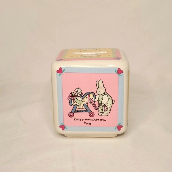 Easter 1990 Vintage Bank Daisy Kingdom Ceramic Rabbits Bank Bunnies Piggy Bank - Picture 4 of 5